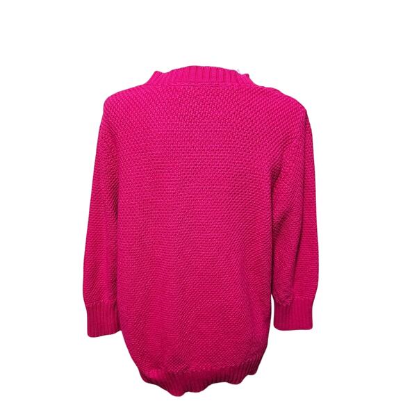 L.L. Bean Cardigan Sweater Women's Size L Pink Button-Up Barbiecore Casual - Picture 4 of 7